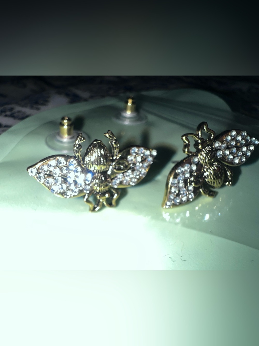 Upcycled Earrings Gold and Silver Bee Earrings - Picture 7 of 8